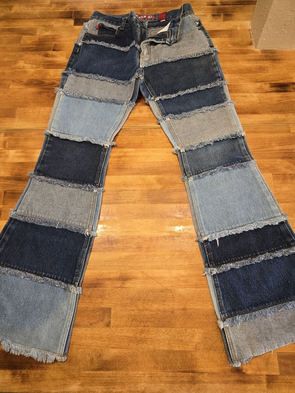 Zana Di Patchwork Two-Tone Blue Flared Jeans